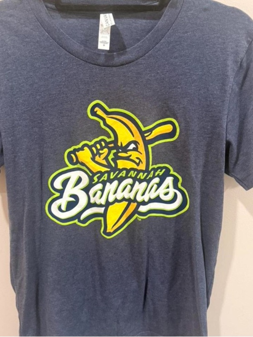 Savannah Bananas Bella+Canvas Blue Baseball T-Shirt Men's Medium M Fan Shirt